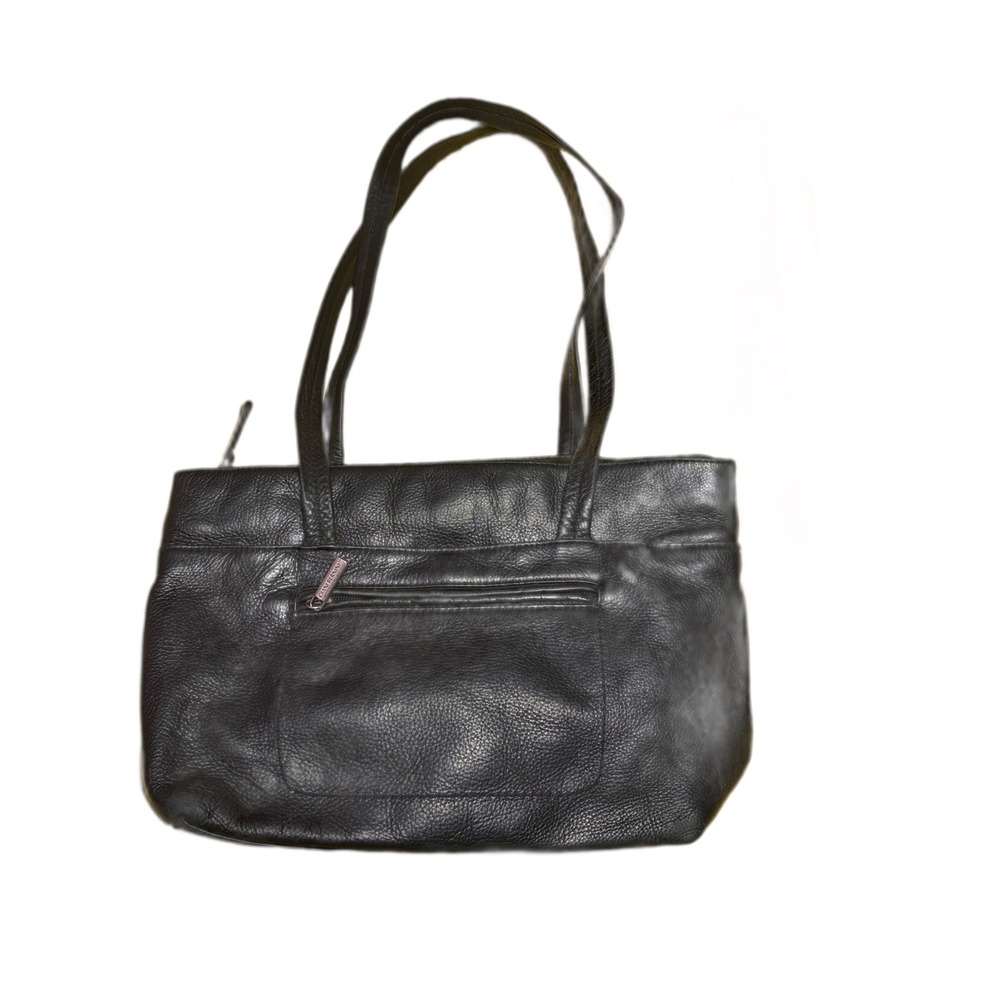 Vintage 90s Grunge Pebbled Black Leather Tote Bag Giani Bernini 15x10x4 - Picture 4 of 7